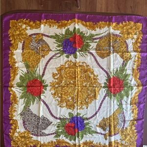 Excellent Condition Salvatore Ferragamo Purple Floral Scarf